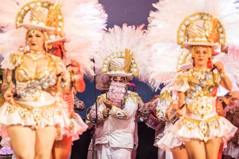 El show de comparsas es una marca registrada del corso correntino, un espectáculo único en el país que combina música, danza y teatro.